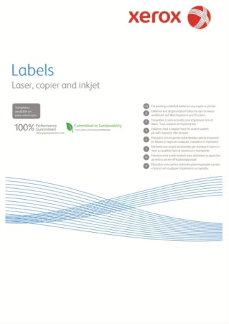 Наклейка Xerox Mono Laser 1UP (прямі кути) 210x297mm 100арк.